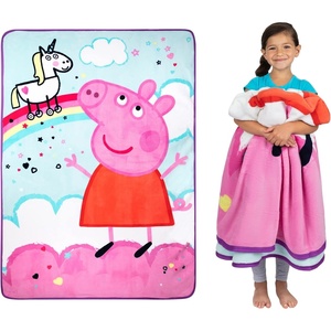 image:imageFranco Kids Bedding Super Soft Micro Raschel Blanket 62 in x 90 in Trolls World TourPeppa Pig