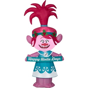image:imageGemmy Christmas Airblown Inflatable Poppy in Holiday Outfit wBanner Universal 4 ft Tall Pink