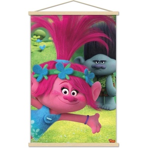 image:imageTrends International DreamWorks Trolls  Fun Wall Poster 14725 x 22375 Silver Framed VersionPremium Print and Beechwood Hanger Bundle