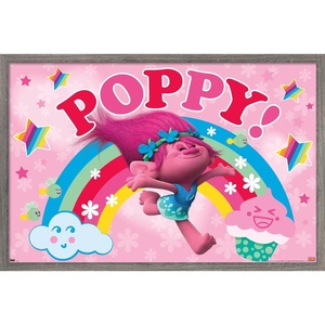 image:imageTrends International Trolls  Poppy Wall Poster 224L x 147W White Framed VersionBarnwood Framed Version