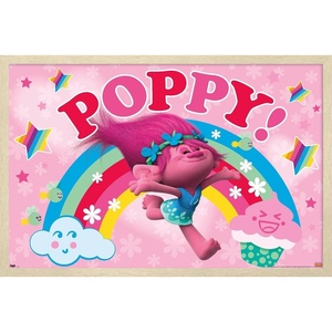 image:imageTrends International Trolls  Poppy Wall Poster 224L x 147W White Framed VersionBlonde Framed Version