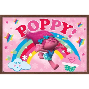 image:imageTrends International Trolls  Poppy Wall Poster 224L x 147W White Framed VersionMahogany Framed Version
