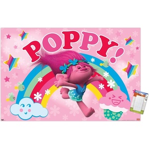 image:imageTrends International Trolls  Poppy Wall Poster 224L x 147W White Framed VersionPremium Poster  Mount Bundle