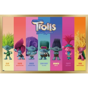 image:imageTrends International Trolls Band Together  Perfect Harmony Wall Poster 2237 x 3400 Poster amp Mount BundleGold Framed Version