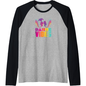image:imageTrolls  Dance Vibes Raglan Baseball TeeBlackAthletic Heather