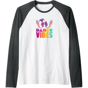 image:imageTrolls  Dance Vibes Raglan Baseball TeeDark Heather GreyWhite
