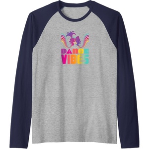 image:imageTrolls  Dance Vibes Raglan Baseball TeeNavy BlueAthletic Heather