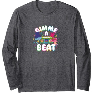 image:imageTrolls  Gimme A Beat Long Sleeve TShirtDark Heather Grey