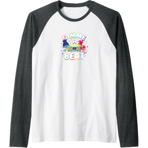 image:imageTrolls  Gimme A Beat Raglan Baseball TeeDark Heather GreyWhite
