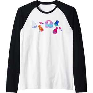 image:imageTrolls  Patches Raglan Baseball TeeBlackWhite