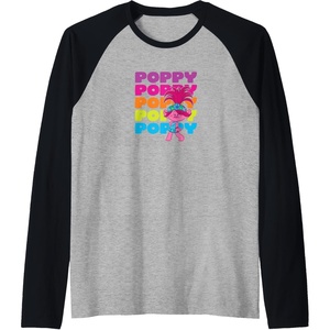 image:imageTrolls  Poppy Raglan Baseball TeeBlackAthletic Heather
