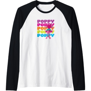 image:imageTrolls  Poppy Raglan Baseball TeeBlackWhite