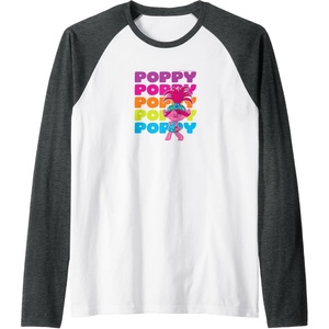 image:imageTrolls  Poppy Raglan Baseball TeeDark Heather GreyWhite