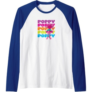 image:imageTrolls  Poppy Raglan Baseball TeeRoyal BlueWhite