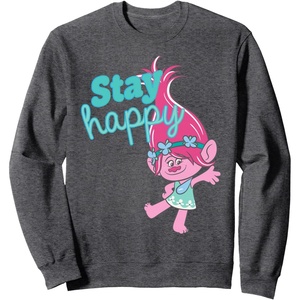 image:imageTrolls  Poppy Stay Happy SweatshirtDark Heather Grey