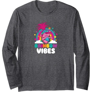 image:imageTrolls  Rainbow Vibes Long Sleeve TShirtDark Heather Grey