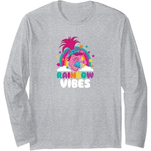 image:imageTrolls  Rainbow Vibes Long Sleeve TShirtHeather Grey