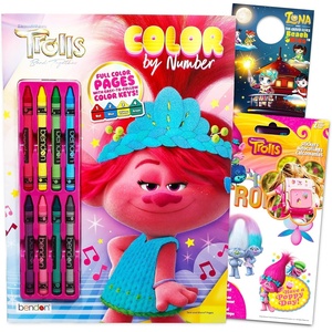 image:imageTrolls Coloring Book with Stickers Set  Coloring Activity Book and Trolls Stickers Bundled with 2 Separately Licensed GWW Prize Reward Stickers