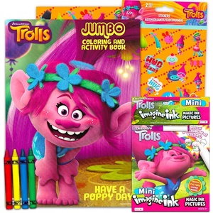 image:imageTrolls Coloring and Activity Set Bundle  Trolls Imagine Ink Coloring Book and Trolls Coloring Book with Crayons and Stickers Includes Mess Free Marker
