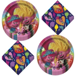 image:imageTrolls Party Supplies  Trolls Movie Paper Dinner Plates and Lunch Napkins 16 Plates amp NapkinsDessert