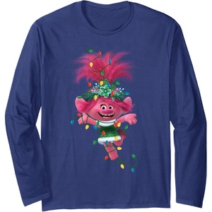 image:imageTrolls Poppy Tangled In Christmas Lights Long Sleeve TShirtNavy Blue