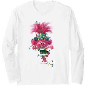 image:imageTrolls Poppy Tangled In Christmas Lights Long Sleeve TShirtWhite