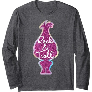 image:imageTrolls Rock amp Troll Sparkle Long Sleeve TShirtDark Heather Grey