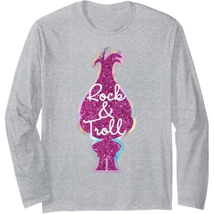 image:imageTrolls Rock amp Troll Sparkle Long Sleeve TShirtHeather Grey
