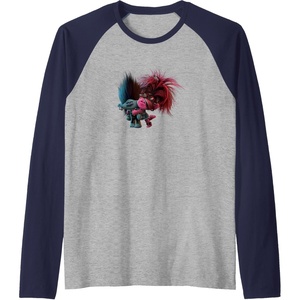 image:imageTrolls World Tour  Branch amp Poppy Raglan Baseball TeeNavy BlueAthletic Heather