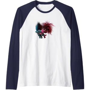 image:imageTrolls World Tour  Branch amp Poppy Raglan Baseball TeeNavy BlueWhite