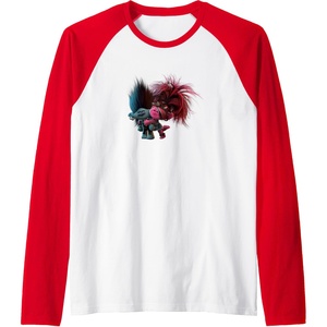 image:imageTrolls World Tour  Branch amp Poppy Raglan Baseball TeeRedWhite