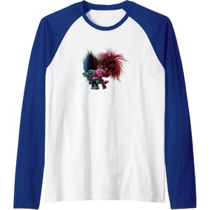 image:imageTrolls World Tour  Branch amp Poppy Raglan Baseball TeeRoyal BlueWhite