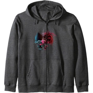 image:imageTrolls World Tour  Branch amp Poppy Zip HoodieDark Heather Grey