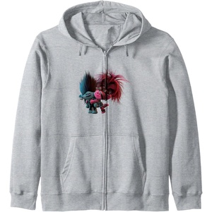 image:imageTrolls World Tour  Branch amp Poppy Zip HoodieHeather Grey