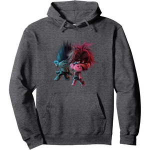 image:imageTrolls World Tour  Branch and Poppy Float Pullover HoodieDark Heather Grey