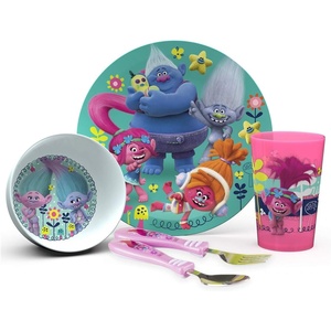 image:imageZak Designs Dreamworks Trolls 2 Movie Poppy Branch Kids BPAFree Dinnerware Set Includes Plate Bowl Tumbler and Water Bottle Made of Durable Material and Perfect for Kids 4 Piece Set TROU2870Trolls Movie 5pc