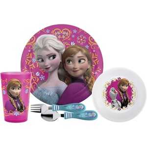 image:imageZak Designs Dreamworks Trolls 2 Movie Poppy Branch Kids BPAFree Dinnerware Set Includes Plate Bowl Tumbler and Water Bottle Made of Durable Material and Perfect for Kids 4 Piece Set TROU2870Frozen Girl 5pc