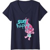image:imageWomens Trolls  Poppy Stay Happy VNeck TShirtNavy Blue