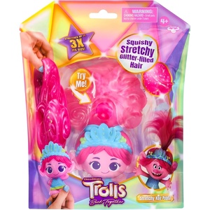image:imageDREAMWORKS TROLLS Band Together Squishy Stretchy GlitterFilled Hair Doll  Stretchy Hair VivaPoppy