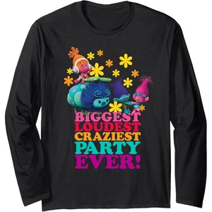 image:imageDREAMWORKS TROLLS Womens UnisexAdults XXLarge Black Cartoon Trolls Character Party Long Sleeve TShirtBlack