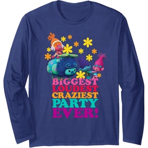 image:imageDREAMWORKS TROLLS Womens UnisexAdults XXLarge Black Cartoon Trolls Character Party Long Sleeve TShirtNavy Blue
