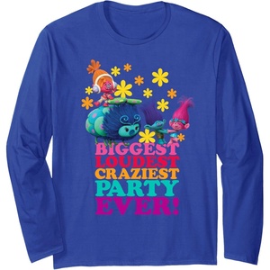 image:imageDREAMWORKS TROLLS Womens UnisexAdults XXLarge Black Cartoon Trolls Character Party Long Sleeve TShirtRoyal Blue