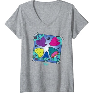 image:imageDreamWorks Trolls Band Together BroZone Album Cover VNeck TShirtHeather Grey