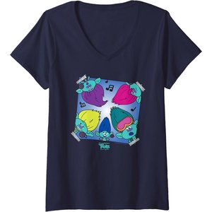 image:imageDreamWorks Trolls Band Together BroZone Album Cover VNeck TShirtNavy Blue