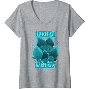 image:imageDreamWorks Trolls Band Together BroZone Perfect Harmony VNeck TShirtHeather Grey