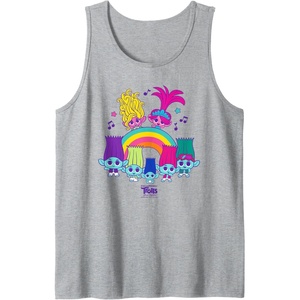 image:imageDreamWorks Trolls Band Together BroZone Poppy Viva Rainbow Tank TopHeather Grey