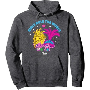 image:imageDreamWorks Trolls Band Together Girls Rule the World Pullover HoodieDark Heather Grey