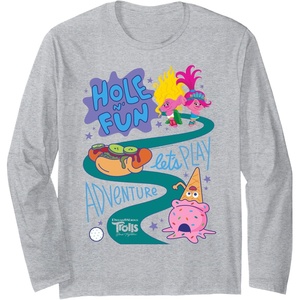 image:imageDreamWorks Trolls Band Together Hole N Fun Long Sleeve TShirtHeather Grey