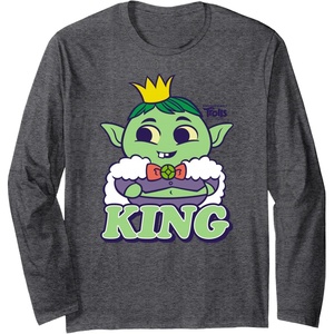 image:imageDreamWorks Trolls Band Together King Gristle Long Sleeve TShirtDark Heather Grey