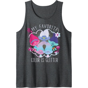image:imageDreamWorks Trolls My Favorite Glitter Tank TopDark Heather Grey